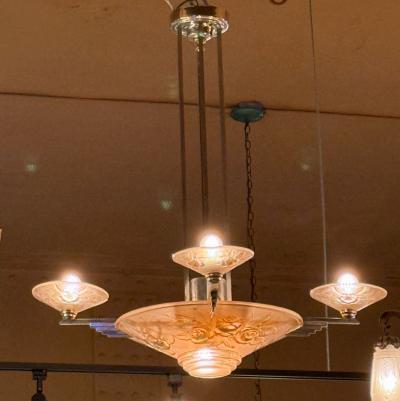 Muller Fr res French Art Deco Chandelier by Muller Fr res Luneville