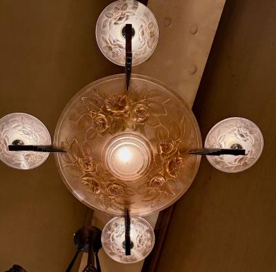 Muller Fr res French Art Deco Chandelier by Muller Fr res Luneville