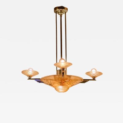 Muller Fr res French Art Deco Chandelier by Muller Fr res Luneville