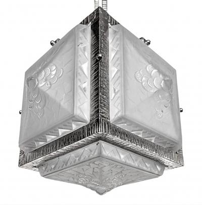 Muller Fr res French Art Deco Pendant or Flush Mount Signed by Muller Ferers