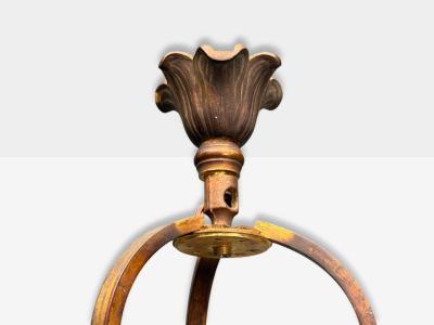 Muller Fr res Muller Fr res French Art Deco Bronze Glass Chandelier France 1920s