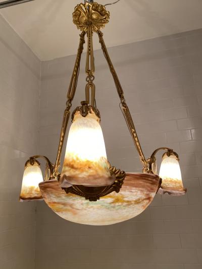 Muller Fr res Muller Freres French Art Deco Chandelier