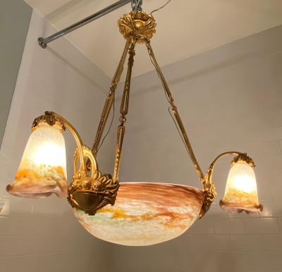 Muller Fr res Muller Freres French Art Deco Chandelier