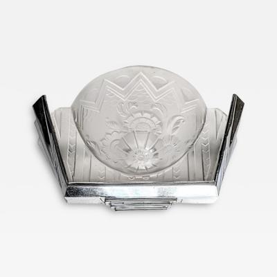 Muller Fr res Pair of French Art Deco Round Wall Sconce Signed by Muller Fr res