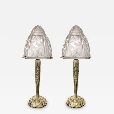 Muller Fr res Pair of French Art Deco Table Lamps by Muller Ferers