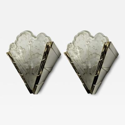 Muller Fr res Pair of French Art Deco Wall Sconces signed by Muller Ferers