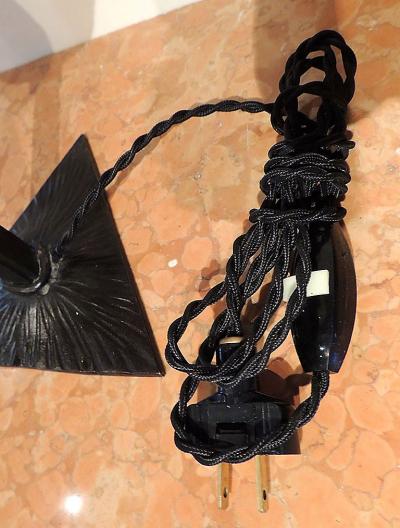 Muller Fr res Pair of Peach Art Deco Muller Glass and Iron Lamps