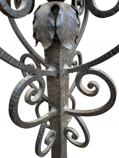 Muller Fr res SIGNED MULLER FRERES GLASS WROUGHT IRON ART DECO TORCHIERE BY FRANCOIS CARION