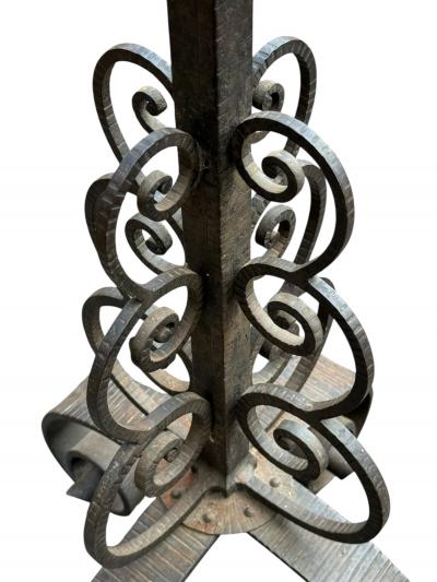 Muller Fr res SIGNED MULLER FRERES GLASS WROUGHT IRON ART DECO TORCHIERE BY FRANCOIS CARION