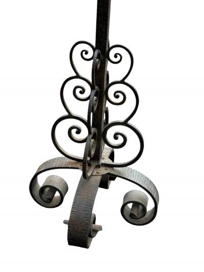 Muller Fr res SIGNED MULLER FRERES GLASS WROUGHT IRON ART DECO TORCHIERE BY FRANCOIS CARION