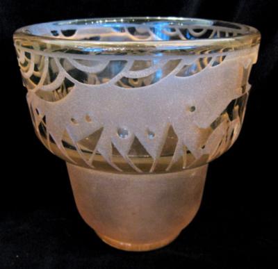 Muller Fr res Signed M ller Fr res Luneville 1930s Art Deco Glass Vase