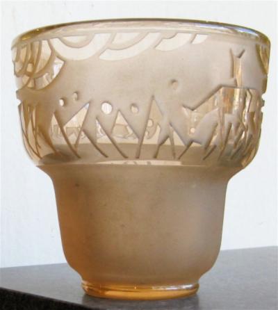 Muller Fr res Signed M ller Fr res Luneville 1930s Art Deco Glass Vase