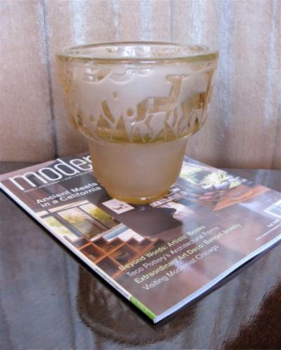 Muller Fr res Signed M ller Fr res Luneville 1930s Art Deco Glass Vase