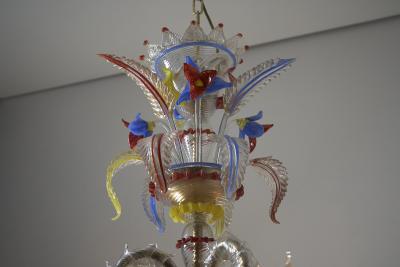 Multi Color Murano Glass Floral Chandelier 1960s