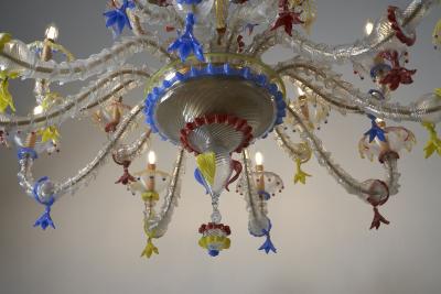Multi Color Murano Glass Floral Chandelier 1960s