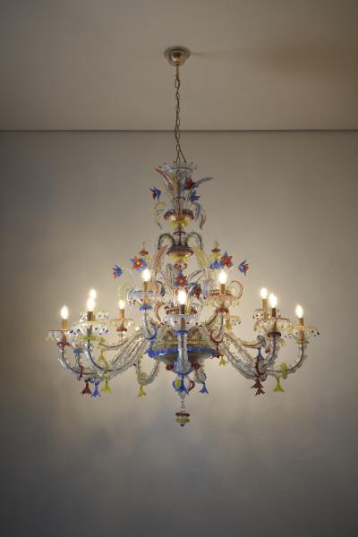 Multi Color Murano Glass Floral Chandelier 1960s