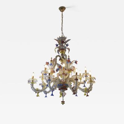 Multi Color Murano Glass Floral Chandelier 1960s