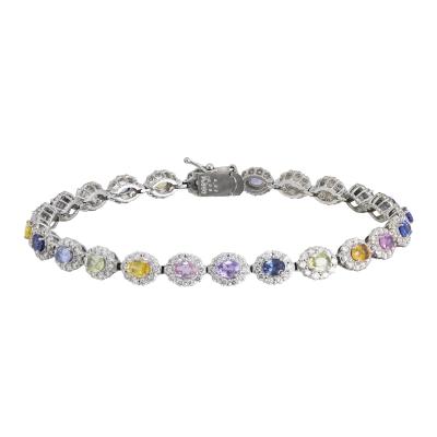 Multi colored sapphire and diamond bracelet