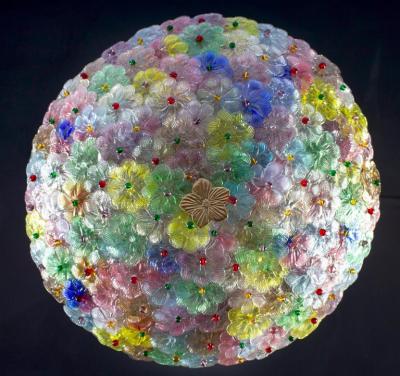 Multicolor Flowers Basket Murano Glass Ceiling Light