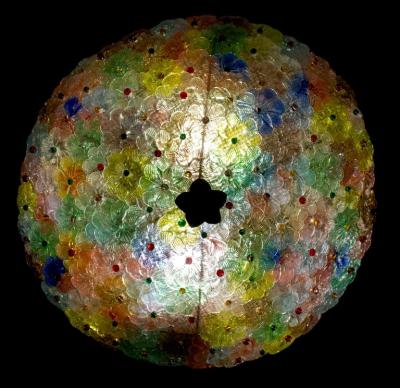 Multicolor Flowers Basket Murano Glass Ceiling Light
