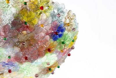 Multicolor Flowers Basket Murano Glass Ceiling Light