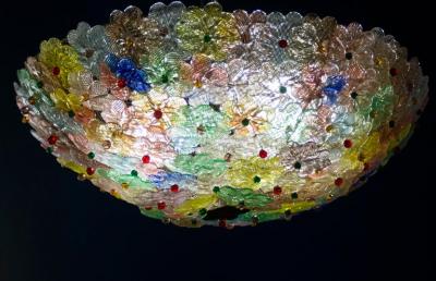 Multicolor Flowers Basket Murano Glass Ceiling Light