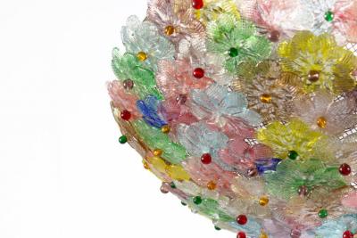 Multicolor Flowers Basket Murano Glass Ceiling Light