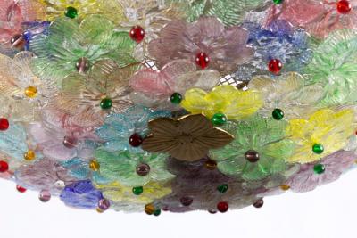 Multicolor Flowers Basket Murano Glass Ceiling Light