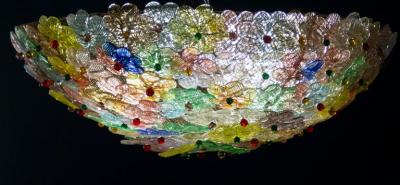 Multicolor Flowers Basket Murano Glass Ceiling Light