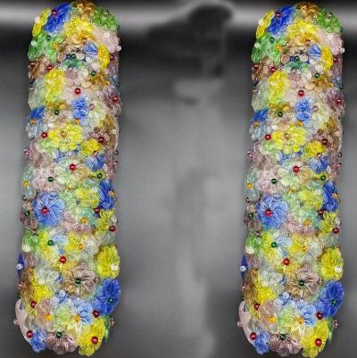 Multicolor Flowers Basket Murano Glass Ceiling Light