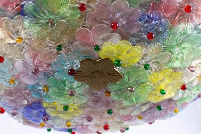 Multicolor Flowers Basket Murano Glass Ceiling Light