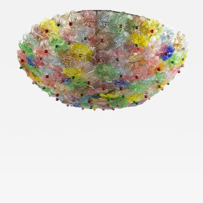 Multicolor Flowers Basket Murano Glass Ceiling Light