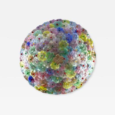 Multicolor Flowers Basket Murano Glass Ceiling Light
