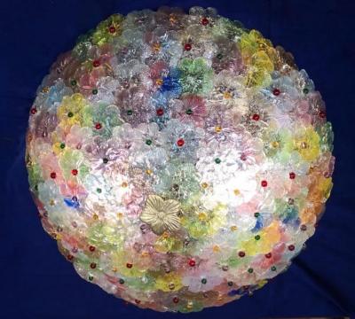 Multicolor Flowers Basket Murano Glass Ceiling Light
