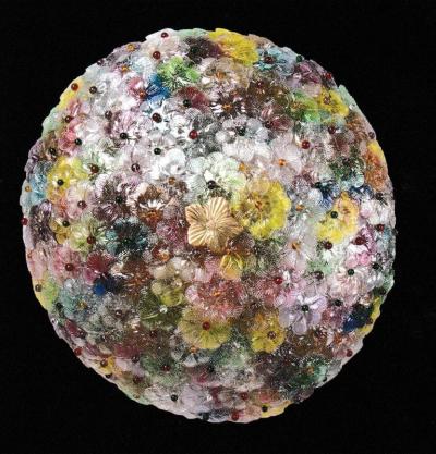 Multicolor Flowers Basket Murano Glass Ceiling Light