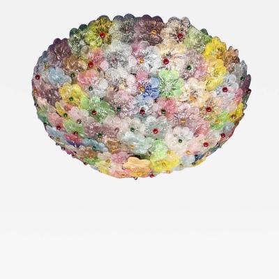Multicolor Flowers Basket Murano Glass Ceiling Light