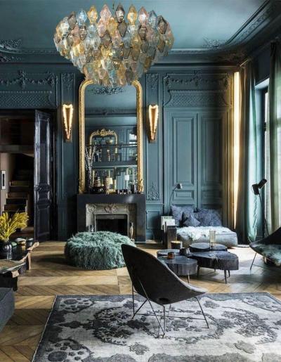 Multicolor Large Poliedri Murano Glass Chandelier or Ceiling Light