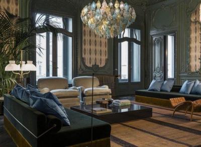 Multicolor Large Poliedri Murano Glass Chandelier or Ceiling Light