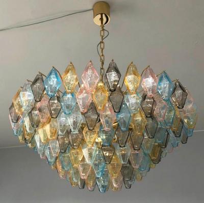 Multicolor Large Poliedri Murano Glass Chandelier or Ceiling Light