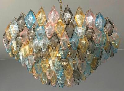 Multicolor Large Poliedri Murano Glass Chandelier or Ceiling Light