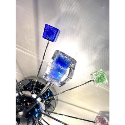 Multicolor Star Sputnik Little Cubes Murano Glass Flush Mount