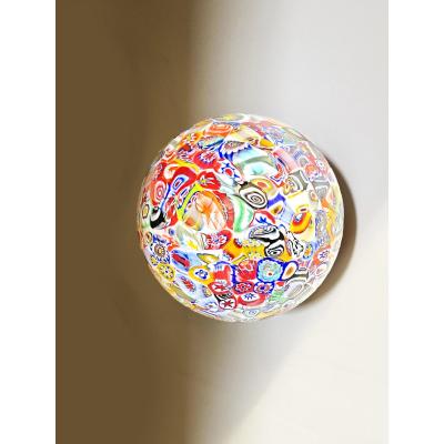 Multicolored Murrine Little Sphere Wall Sconce O Flush Mountt in Murano Glass