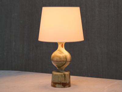 Multicolored Solid Onyx Table Lamp with Ivory Shade Italy 1970s