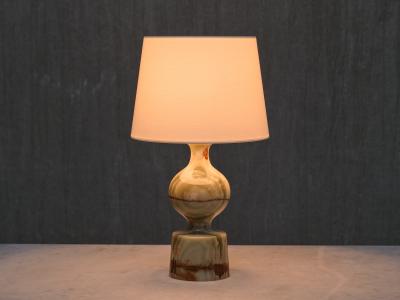 Multicolored Solid Onyx Table Lamp with Ivory Shade Italy 1970s