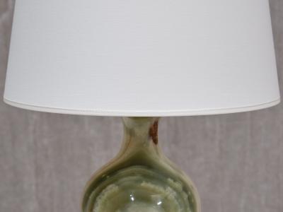 Multicolored Solid Onyx Table Lamp with Ivory Shade Italy 1970s