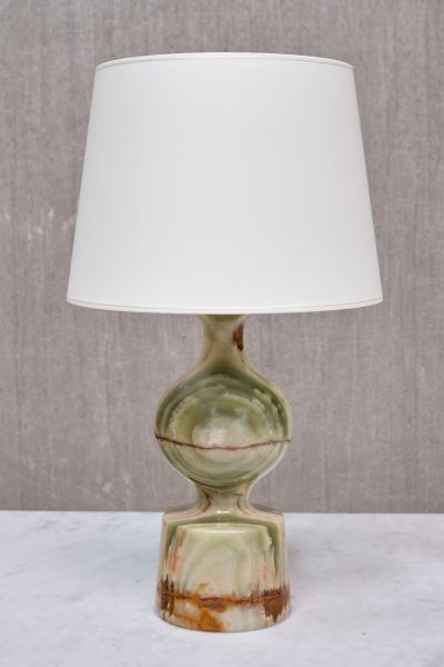 Multicolored Solid Onyx Table Lamp with Ivory Shade Italy 1970s