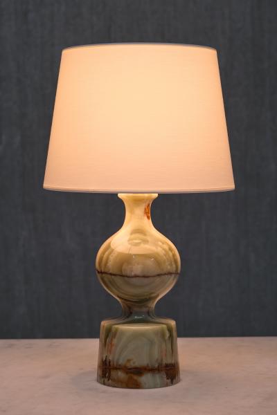 Multicolored Solid Onyx Table Lamp with Ivory Shade Italy 1970s