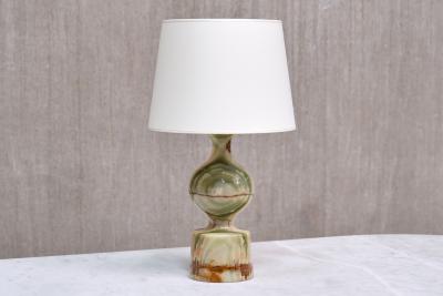 Multicolored Solid Onyx Table Lamp with Ivory Shade Italy 1970s