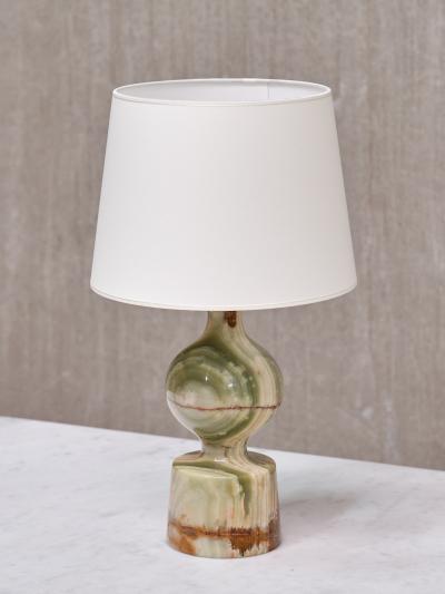 Multicolored Solid Onyx Table Lamp with Ivory Shade Italy 1970s