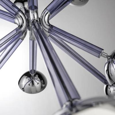 Multiforme for Cosulich Italian Contemporary Chrome Blue Glass 12 Light Sputnik